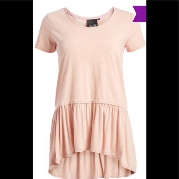 Nanette Lepore Rosedust Hi Low Waist Peplum Top Cotton Blend Boho Fluttery Tunic - Picture 11 of 11